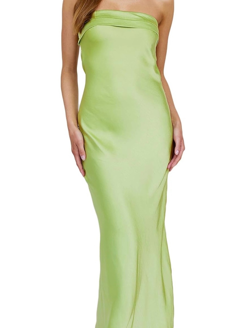 Satin Silk Backless Tube Top Midi Dress